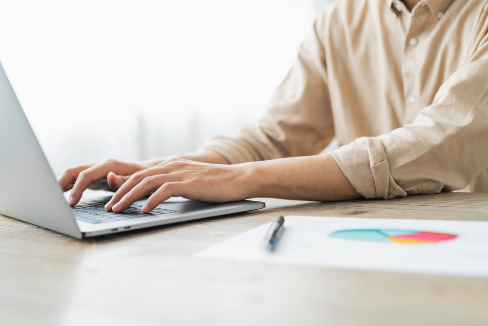 One man working remotely on a Roth IRA data