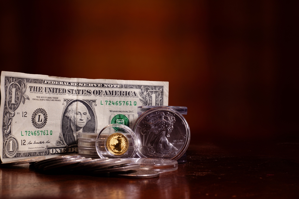 US Dollar Bill with Red background